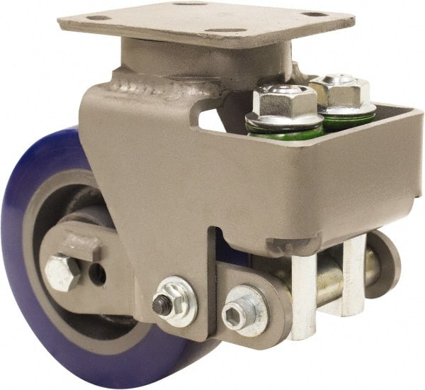 Hamilton - 6" Diam x 2" Wide, Polyurethane Mold on to Cast Iron Center Swivel Caster - 1,300 Lb Capacity, Top Plate Mount, 4" x 5" Plate, Sealed Precision Ball Bearing Bearing - Exact Tooling