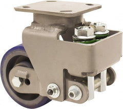 Hamilton - 5" Diam x 2" Wide, Polyurethane Mold on to Cast Iron Center Swivel Caster - 840 Lb Capacity, Top Plate Mount, 4" x 5" Plate, Sealed Precision Ball Bearing Bearing - Exact Tooling