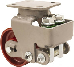 Hamilton - 5" Diam x 2" Wide, Cast Iron Swivel Caster - 1,300 Lb Capacity, Top Plate Mount, 4" x 5" Plate, Sealed Precision Ball Bearing Bearing - Exact Tooling
