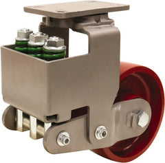 Hamilton - 8" Diam x 3" Wide, Cast Iron Swivel Caster - 2,600 Lb Capacity, Top Plate Mount, 4-1/2" x 6-1/2" Plate, Sealed Precision Ball Bearing Bearing - Exact Tooling