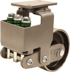 Hamilton - 8" Diam x 3" Wide, Drop Forged Steel Swivel Caster - 3,145 Lb Capacity, Top Plate Mount, 4-1/2" x 6-1/2" Plate, Sealed Precision Ball Bearing Bearing - Exact Tooling