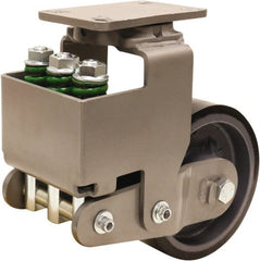 Hamilton - 6" Diam x 3" Wide, Polyurethane Mold on to Cast Iron Center Swivel Caster - 3,145 Lb Capacity, Top Plate Mount, 4-1/2" x 6-1/2" Plate, Sealed Precision Ball Bearing Bearing - Exact Tooling