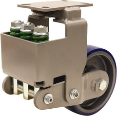 Hamilton - 8" Diam x 3" Wide, Polyurethane Mold on to Cast Iron Center Rigid Caster - 2,000 Lb Capacity, Top Plate Mount, 4-1/2" x 6-1/2" Plate, Sealed Precision Ball Bearing Bearing - Exact Tooling