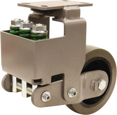Hamilton - 8" Diam x 3" Wide, Polyurethane Mold on to Cast Iron Center Rigid Caster - 3,145 Lb Capacity, Top Plate Mount, 4-1/2" x 6-1/2" Plate, Sealed Precision Ball Bearing Bearing - Exact Tooling