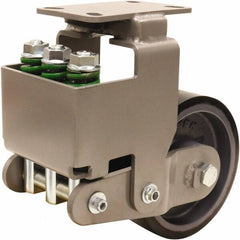 Hamilton - 8" Diam x 3" Wide, Polyurethane Mold on to Cast Iron Center Rigid Caster - 3,145 Lb Capacity, Top Plate Mount, 4-1/2" x 6-1/2" Plate, Sealed Precision Ball Bearing Bearing - Exact Tooling