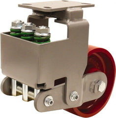 Hamilton - 8" Diam x 3" Wide, Cast Iron Rigid Caster - 2,600 Lb Capacity, Top Plate Mount, 4-1/2" x 6-1/2" Plate, Sealed Precision Ball Bearing Bearing - Exact Tooling