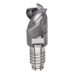Kennametal - 3/8" Diam, 9/32" LOC, 3 Flute, 0.03" Corner Radius End Mill Head - Solid Carbide, AlTiN Finish, Duo-Lock 10 Connection, Spiral Flute, 42, 45 & 48° Helix, Centercutting - Exact Tooling