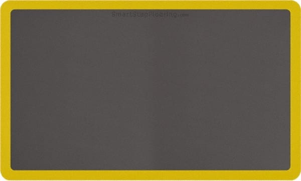 Smart Step - 5' Long x 3' Wide, Dry Environment, Anti-Fatigue Matting - Gray with Yellow Borders, Urethane with Urethane Sponge Base, Beveled on All 4 Sides - Exact Tooling