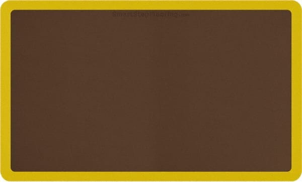 Smart Step - 5' Long x 3' Wide, Dry Environment, Anti-Fatigue Matting - Brown with Yellow Borders, Urethane with Urethane Sponge Base, Beveled on All 4 Sides - Exact Tooling