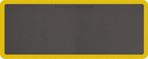 Smart Step - 5' Long x 2' Wide, Dry Environment, Anti-Fatigue Matting - Gray with Yellow Borders, Urethane with Urethane Sponge Base, Beveled on All 4 Sides - Exact Tooling