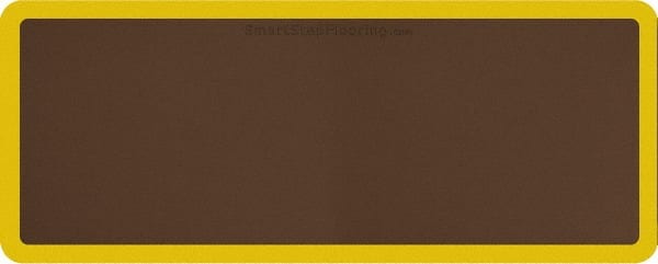 Smart Step - 5' Long x 2' Wide, Dry Environment, Anti-Fatigue Matting - Brown with Yellow Borders, Urethane with Urethane Sponge Base, Beveled on All 4 Sides - Exact Tooling