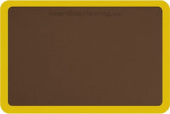 Smart Step - 3' Long x 2' Wide, Dry Environment, Anti-Fatigue Matting - Brown with Yellow Borders, Urethane with Urethane Sponge Base, Beveled on All 4 Sides - Exact Tooling