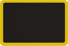 Smart Step - 3' Long x 2' Wide, Dry Environment, Anti-Fatigue Matting - Black with Yellow Borders, Urethane with Urethane Sponge Base, Beveled on All 4 Sides - Exact Tooling