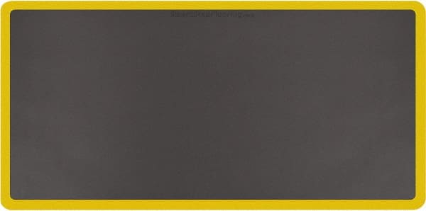 Smart Step - 6' Long x 3' Wide, Dry Environment, Anti-Fatigue Matting - Gray with Yellow Borders, Urethane with Urethane Sponge Base, Beveled on All 4 Sides - Exact Tooling