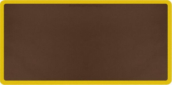 Smart Step - 6' Long x 3' Wide, Dry Environment, Anti-Fatigue Matting - Brown with Yellow Borders, Urethane with Urethane Sponge Base, Beveled on All 4 Sides - Exact Tooling