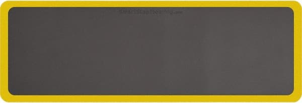Smart Step - 6' Long x 2' Wide, Dry Environment, Anti-Fatigue Matting - Gray with Yellow Borders, Urethane with Urethane Sponge Base, Beveled on All 4 Sides - Exact Tooling