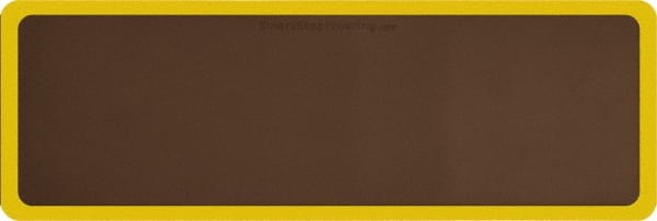 Smart Step - 6' Long x 2' Wide, Dry Environment, Anti-Fatigue Matting - Brown with Yellow Borders, Urethane with Urethane Sponge Base, Beveled on All 4 Sides - Exact Tooling