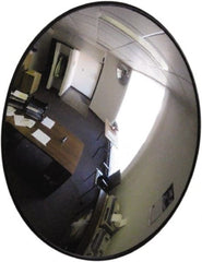 PRO-SAFE - Indoor/Outdoor Round Convex Safety, Traffic & Inspection Mirrors - Polycarbonate Lens, Hardboard Backing, 36" Diam x 38" High - Exact Tooling