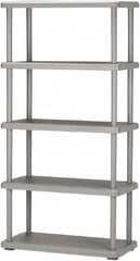 Ability One - Plastic Shelving; Type: Structural Plastic Open Shelving ; Shelf Capacity (Lb.): 180 ; Width (Inch): 36 ; Height (Inch): 74 ; Depth: 18 ; Number of Shelves: 5 - Exact Tooling