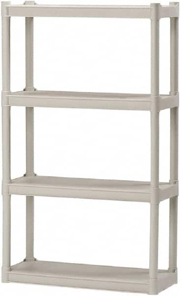 Ability One - Plastic Shelving; Type: Structural Plastic Open Shelving ; Shelf Capacity (Lb.): 75 ; Width (Inch): 32 ; Height (Inch): 54 ; Depth: 13 ; Number of Shelves: 4 - Exact Tooling