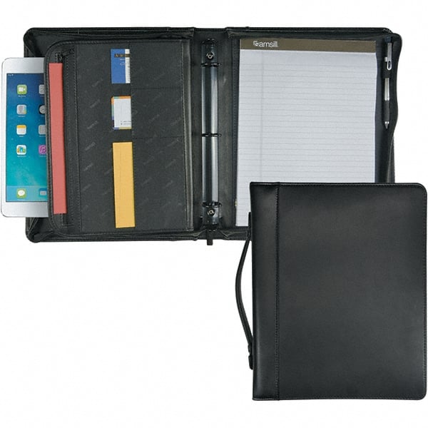 Samsill - 13-1/2" Long x 11" Wide Leatherette Two-Pocket Portfolios - Black - Exact Tooling