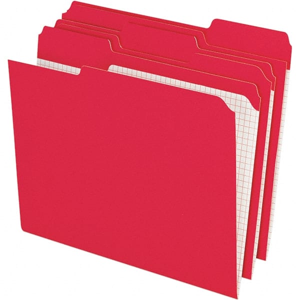 Pendaflex - 11-5/8 x 9-1/2", Letter Size, Red, File Folders with Top Tab - 11 Point Stock, Assorted Tab Cut Location - Exact Tooling