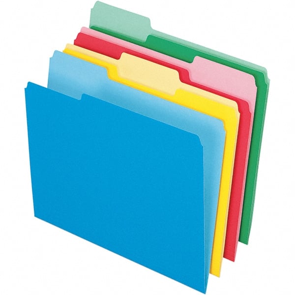 Pendaflex - 11-5/8 x 9-1/2", Letter Size, Assorted Colors, File Folders with Top Tab - 11 Point Stock, Assorted Tab Cut Location - Exact Tooling