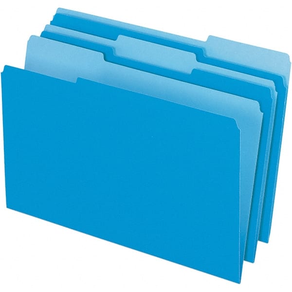 Pendaflex - 14-5/8 x 9-1/2", Legal, Blue/Light Blue, File Folders with Top Tab - 11 Point Stock, Assorted Tab Cut Location - Exact Tooling
