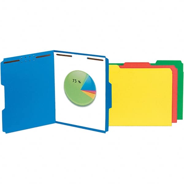 UNIVERSAL - 8-1/2 x 11", Letter Size, Blue, File Folders with Top Tab - 11 Point Stock, Assorted Tab Cut Location - Exact Tooling