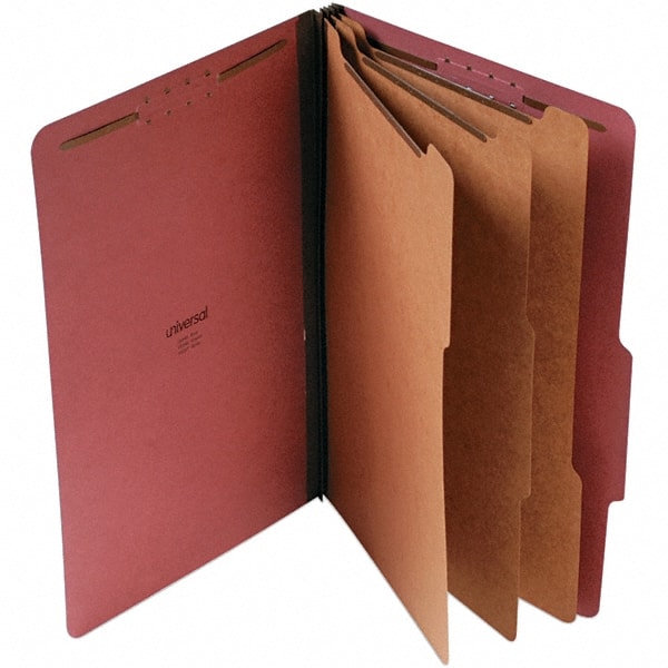 UNIVERSAL - 15 x 10-3/8", Legal, Red, Classification Folders with Top Tab Fastener - 25 Point Stock, Right of Center Tab Cut Location - Exact Tooling