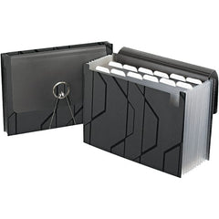 Pendaflex - 11-3/4 x 9-1/2", Letter Size, Black, Expandable File Folders with Elastic Cord Closure - 1/6 Tab Cut Location - Exact Tooling
