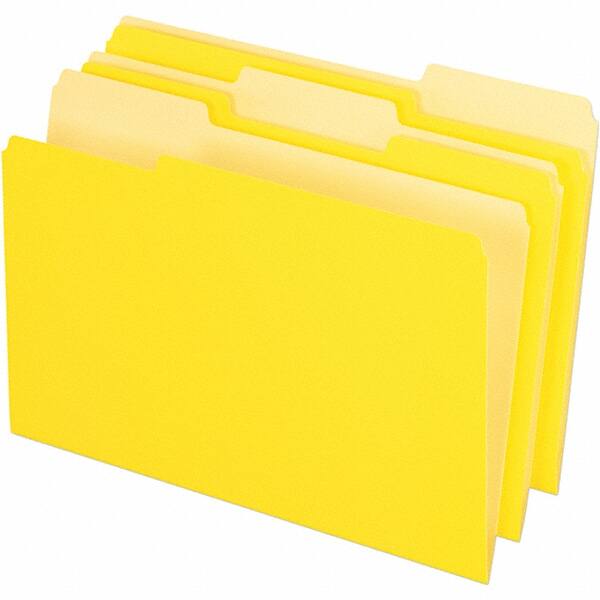 Pendaflex - 14-5/8 x 9-3/16", Legal, Yellow, File Folders with Top Tab - 11 Point Stock, Assorted Tab Cut Location - Exact Tooling