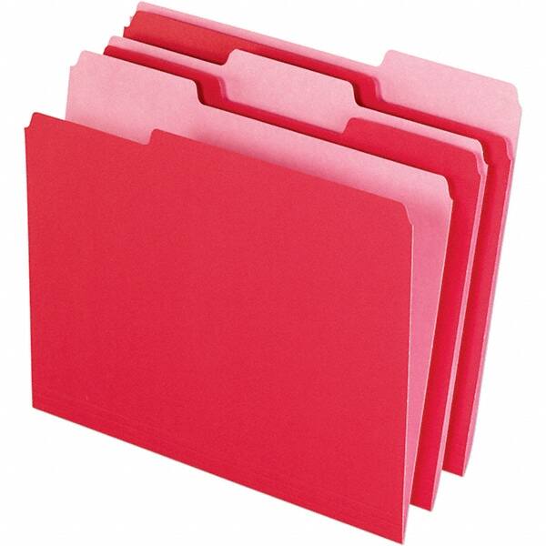 Pendaflex - 11-5/8 x 9-3/16", Letter Size, Red, File Folders with Top Tab - 11 Point Stock, Assorted Tab Cut Location - Exact Tooling