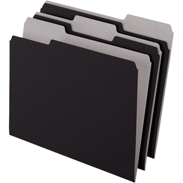 Pendaflex - 11-5/8 x 9-3/16", Letter Size, Black, File Folders with Top Tab - 11 Point Stock, Assorted Tab Cut Location - Exact Tooling