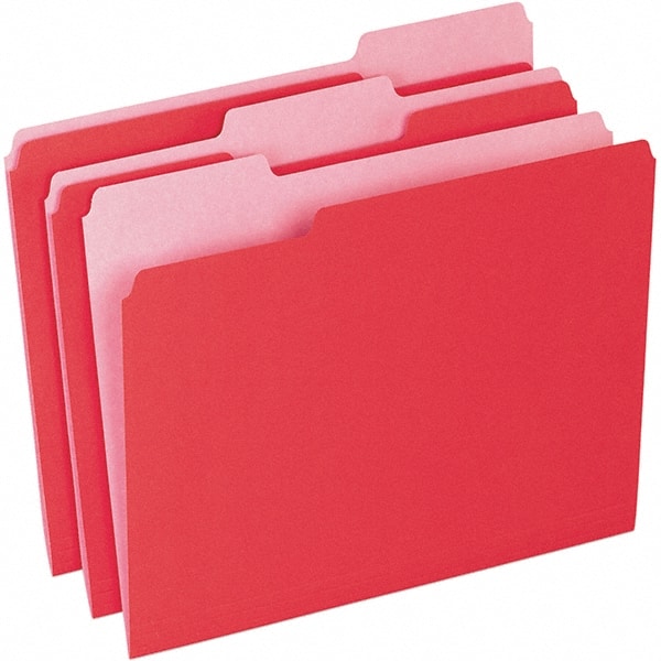 Pendaflex - 11-5/8 x 9-1/2", Letter Size, Red/Light Red, File Folders with Top Tab - 11 Point Stock, Assorted Tab Cut Location - Exact Tooling