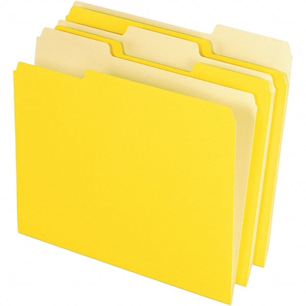 Pendaflex - 11-5/8 x 9-1/2", Letter Size, Yellow, File Folders with Top Tab - 11 Point Stock, Assorted Tab Cut Location - Exact Tooling