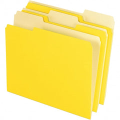 Pendaflex - 11-5/8 x 9-1/2", Letter Size, Yellow, File Folders with Top Tab - 11 Point Stock, Assorted Tab Cut Location - Exact Tooling