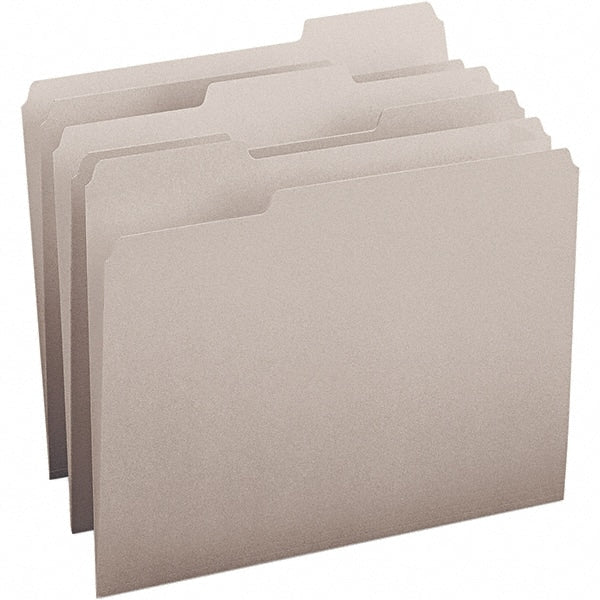 SMEAD - 11-5/8 x 9-1/2", Letter Size, Gray, File Folders with Top Tab - 11 Point Stock, Assorted Tab Cut Location - Exact Tooling