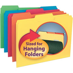 SMEAD - 11-5/8 x 9-3/16", Letter Size, Assorted Colors, File Folders with Top Tab - 11 Point Stock, Assorted Tab Cut Location - Exact Tooling