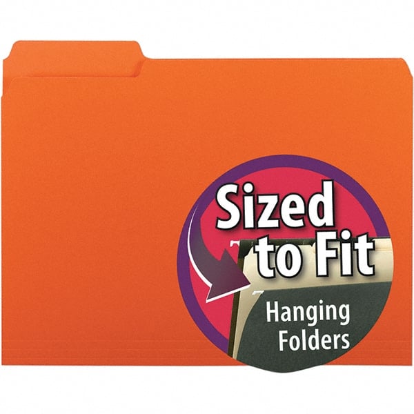 SMEAD - 11-5/8 x 9-3/16", Letter Size, Orange, File Folders with Top Tab - 11 Point Stock, Assorted Tab Cut Location - Exact Tooling
