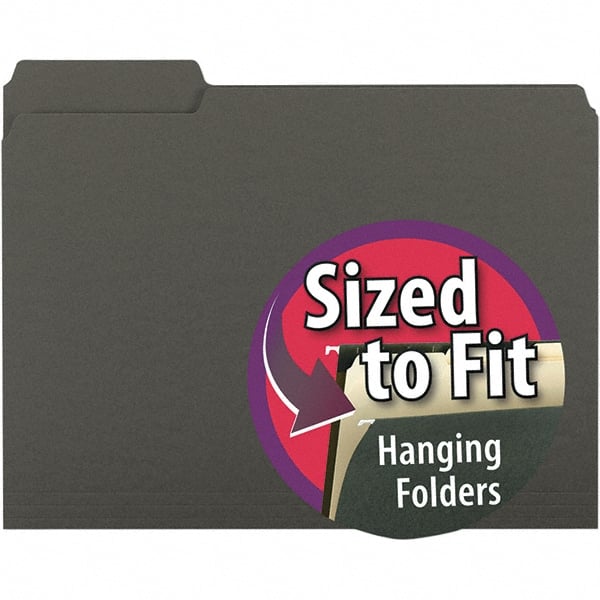 SMEAD - 11-5/8 x 9-3/16", Letter Size, Black, File Folders with Top Tab - 11 Point Stock, Assorted Tab Cut Location - Exact Tooling