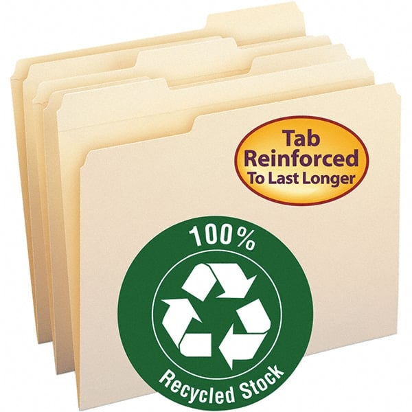 SMEAD - 11-5/8 x 9-1/2", Letter Size, Manila, File Folders with Top Tab - 11 Point Stock, Assorted Tab Cut Location - Exact Tooling