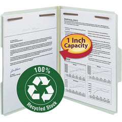 SMEAD - 11-5/8 x 9-1/2", Letter Size, Gray/Green, Classification Folders with Top Tab Fastener - 25 Point Stock, Assorted Tab Cut Location - Exact Tooling