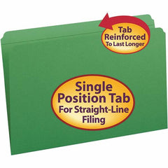 SMEAD - 14-3/4 x 9-1/2", Legal, Green, File Folders with Top Tab - 11 Point Stock, Straight Tab Cut Location - Exact Tooling