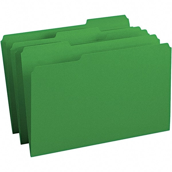 SMEAD - 14-3/4 x 9-1/2", Legal, Green, File Folders with Top Tab - 11 Point Stock, Assorted Tab Cut Location - Exact Tooling