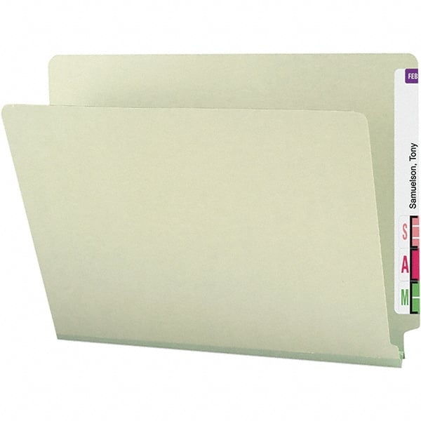 SMEAD - 12-1/4 x 9-1/2", Letter Size, Gray-Green, File Folders with End Tab - 25 Point Stock, Straight Tab Cut Location - Exact Tooling