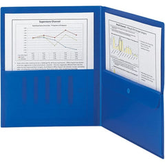 SMEAD - 11 x 8-1/2", Letter Size, Blue, Two Pocket Folder - Exact Tooling