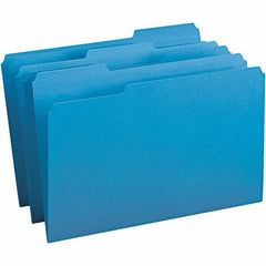 SMEAD - 14-3/4 x 9-1/2", Legal, Blue, File Folders with Top Tab - 11 Point Stock, Assorted Tab Cut Location - Exact Tooling