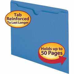 SMEAD - 11-3/4 x 9-1/2", Letter Size, Blue, File Folders with Top Tab - 11 Point Stock, Straight Tab Cut Location - Exact Tooling