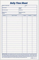 TOPS - 5-1/2" High x 8-1/2" Wide Daily Time & Job Sheets - Gray, White, Use with Manual Entries - Exact Tooling